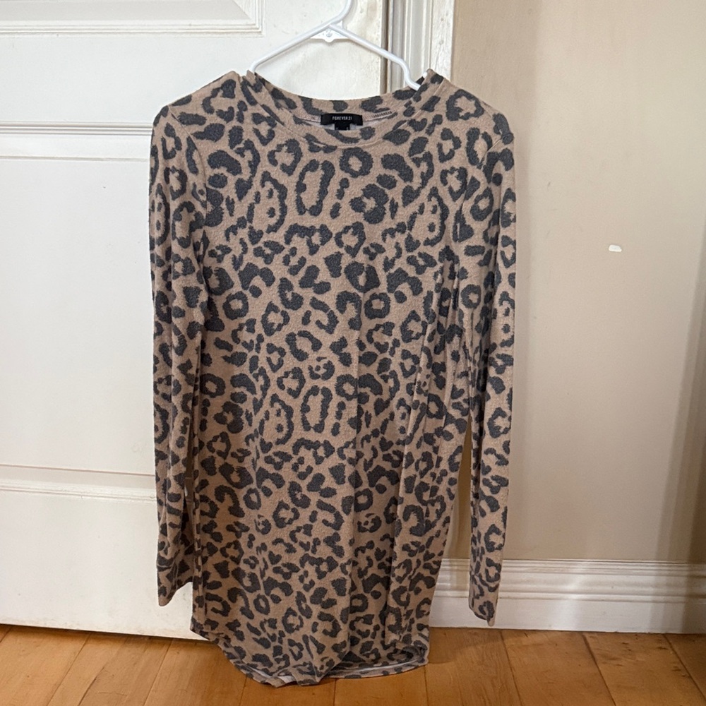 Forever 21 Tan and Black Animal Print Top